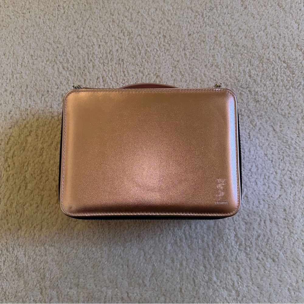 ✨YSL Yves Saint Laurent Double-Zipper Rose Gold Makeup Case and Mon Paris Candle